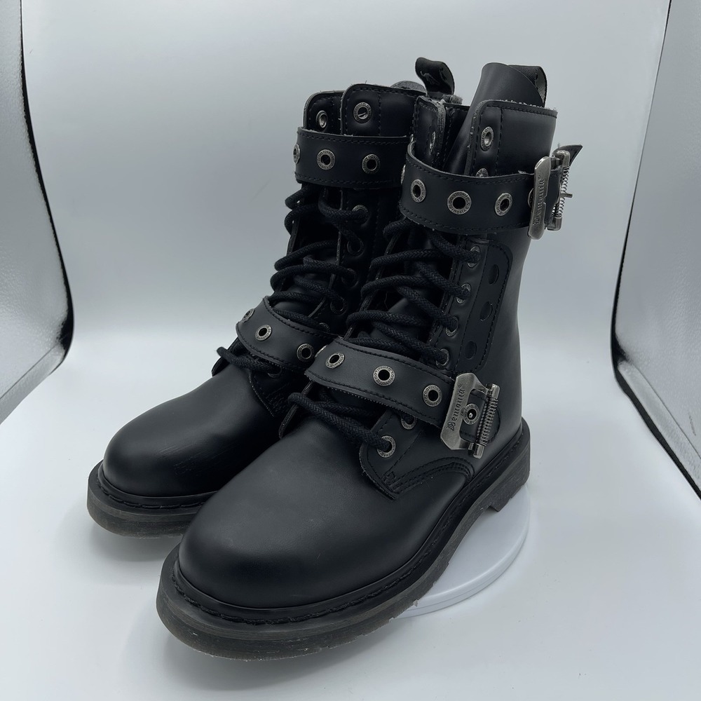 DEMONIA Bolt 250 Goth Combat Biker Ankle Boots Black Matte Men 6 Women's 8 - Picture 1 of 7